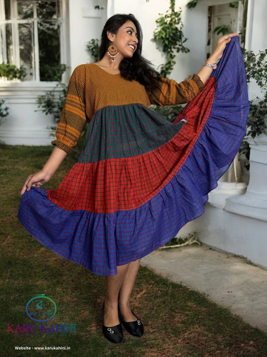 Rong - Berongi Duniya - Gamcha Tiered Dress