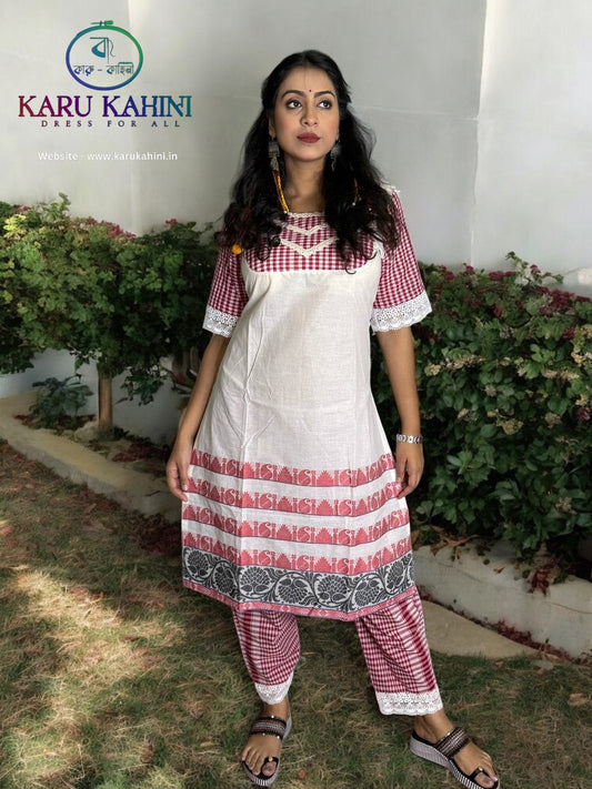 Gamcha Begumpuri Mel Bondhon - Kurti and Pant Set