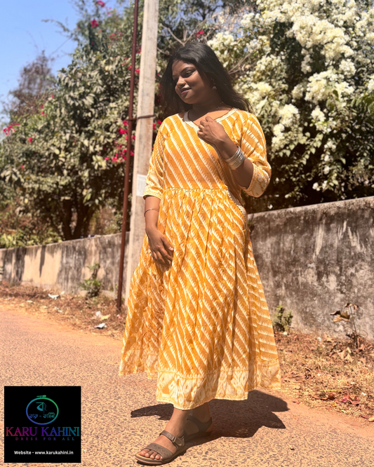 Holud Pakhi Jamdani Dress